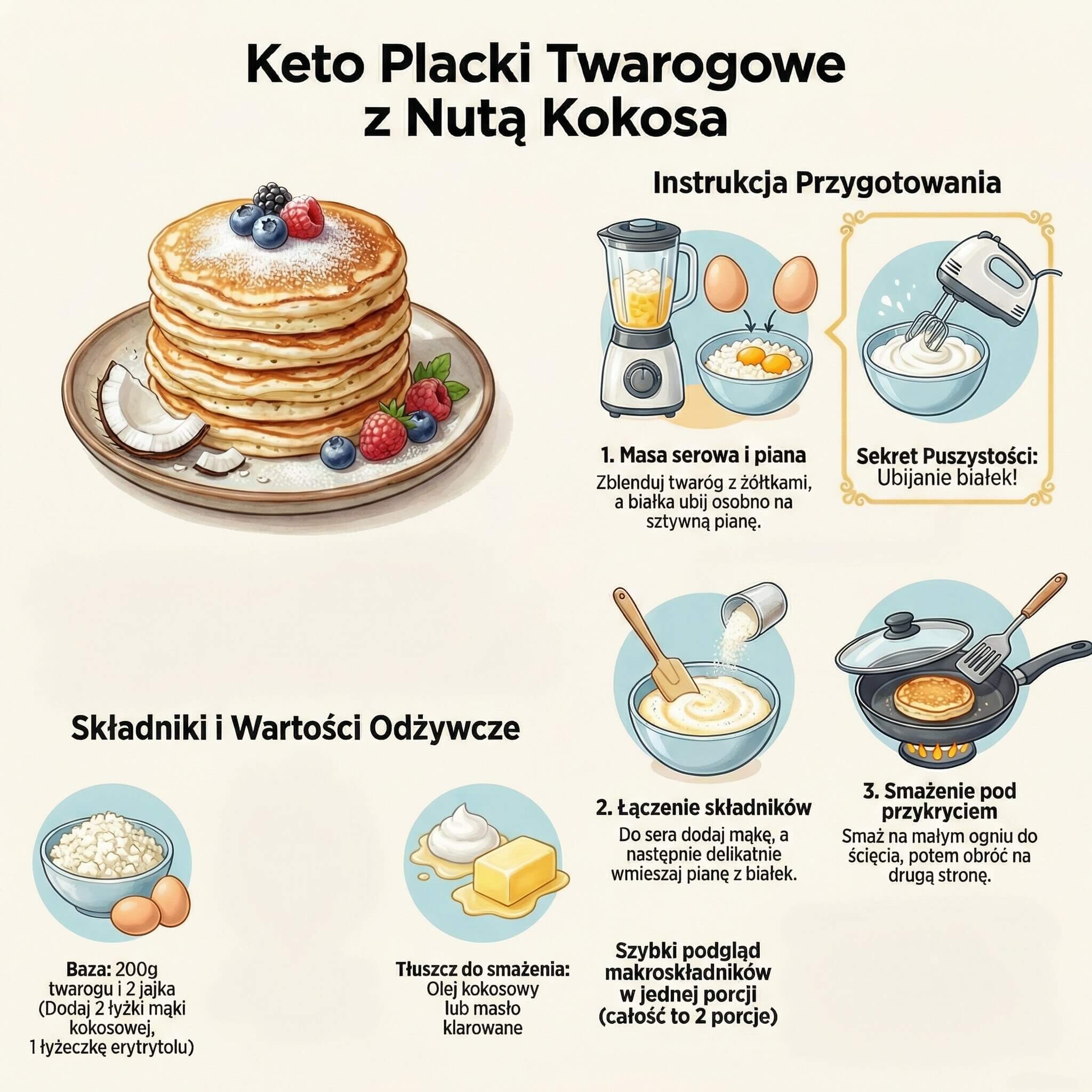 Placki twarogowe (bez mąki) - przepis.